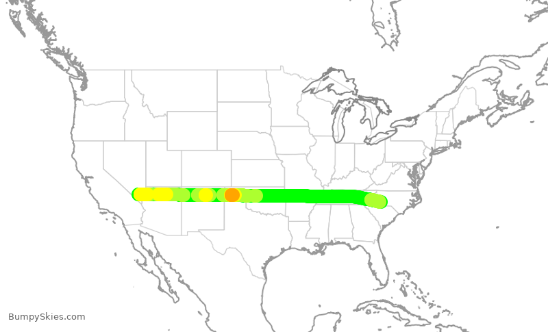 Turbulence forecast map for AAL1665, LAS to CLT