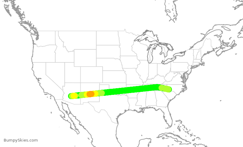 Turbulence forecast map for AAL1678, PHX to CLT