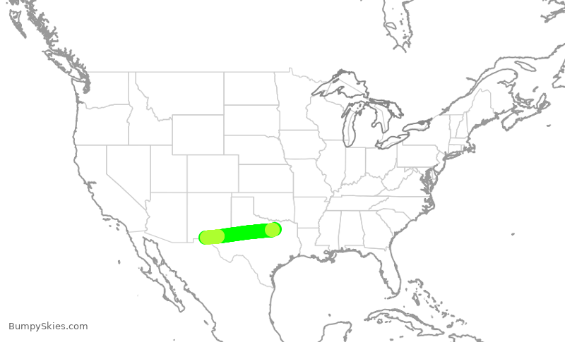 Turbulence forecast map for AAL1681, DFW to ELP