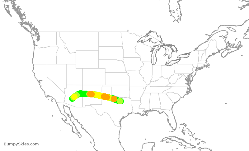 Turbulence forecast map for AAL1685, DFW to PHX