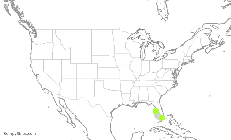 Turbulence forecast map for AAL1691, TPA to MIA