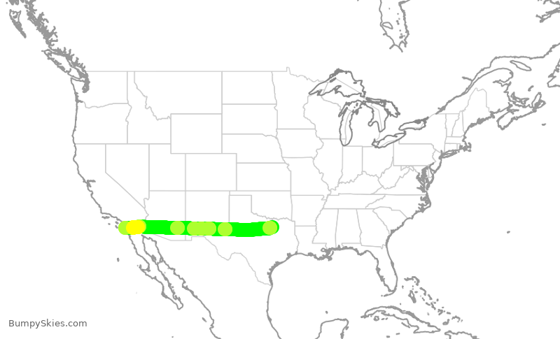 Turbulence forecast map for AAL1694, DFW to SAN