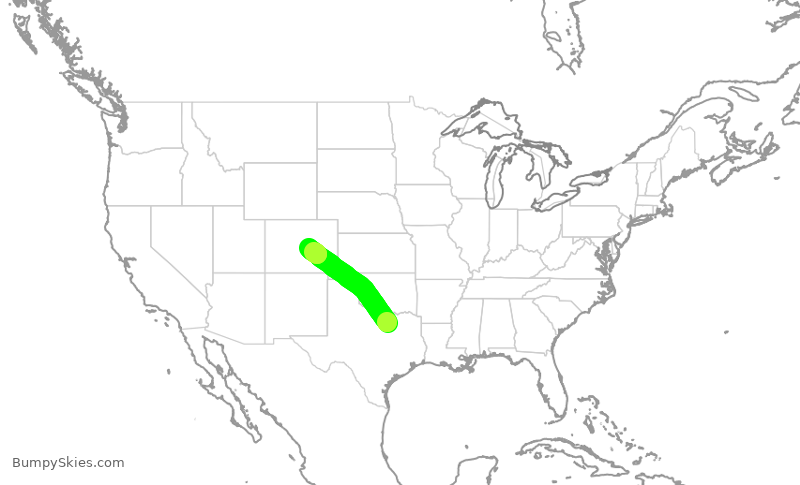 Turbulence forecast map for AAL1695, DFW to COS