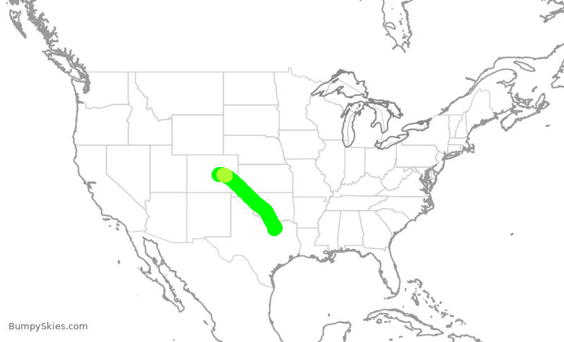 Turbulence forecast map for AAL1697, DFW to COS