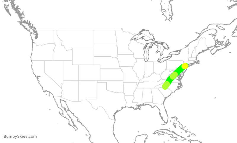 Turbulence forecast map for AAL1697, EWR to CLT