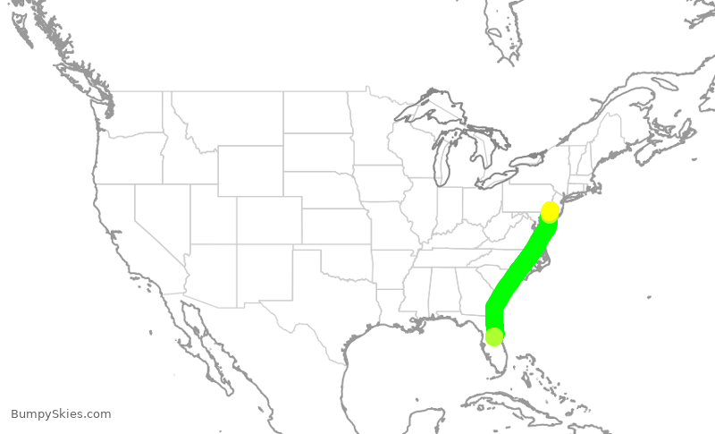 Turbulence forecast map for AAL1697, PHL to MCO