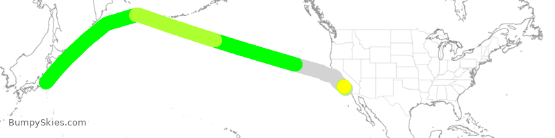 Turbulence forecast map for AAL169, LAX to HND