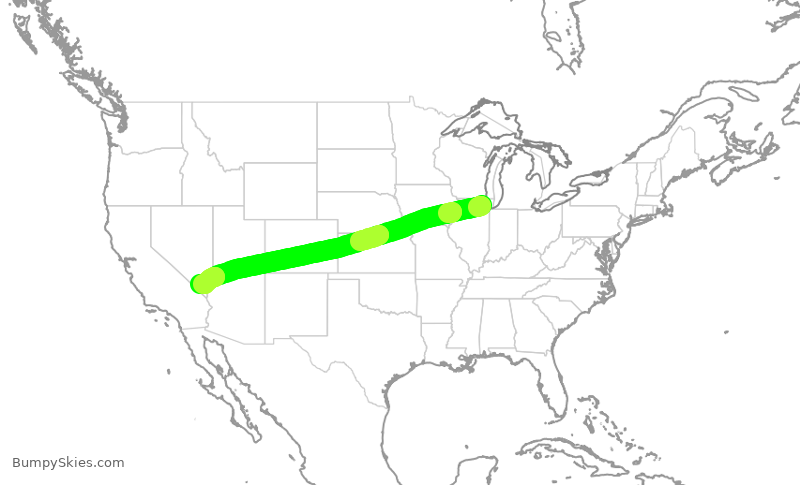 Turbulence forecast map for AAL16, ORD to LAS