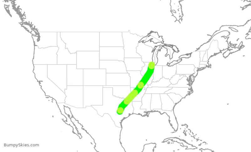 Turbulence forecast map for AAL1715, ORD to AUS