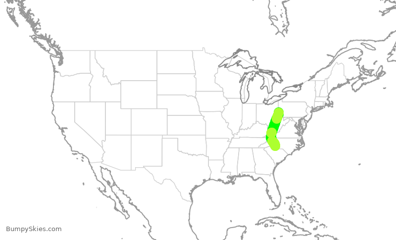 Turbulence forecast map for AAL1715, PIT to CLT