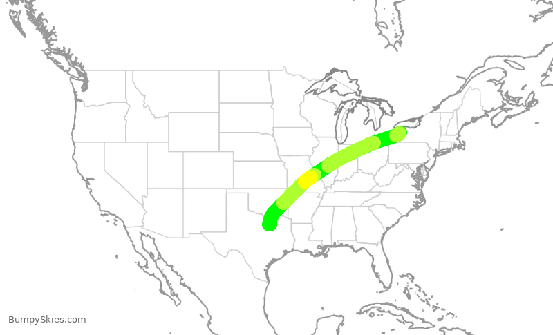 Turbulence forecast map for AAL1724, DFW to BUF