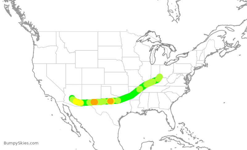 Turbulence forecast map for AAL1725, CVG to PHX