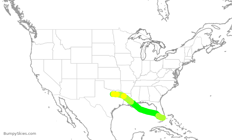 Turbulence forecast map for AAL1735, DFW to MIA