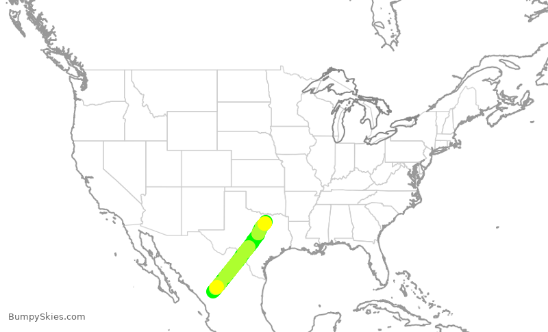 Turbulence forecast map for AAL1737, MDO to DFW