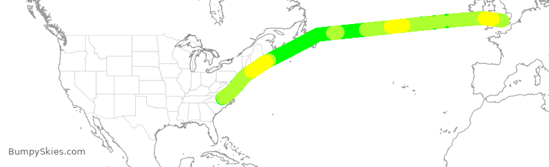 Turbulence forecast map for AAL173, GLL to RDU