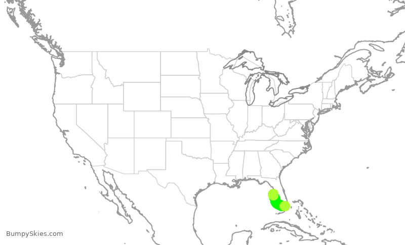Turbulence forecast map for AAL1740, TPA to MIA
