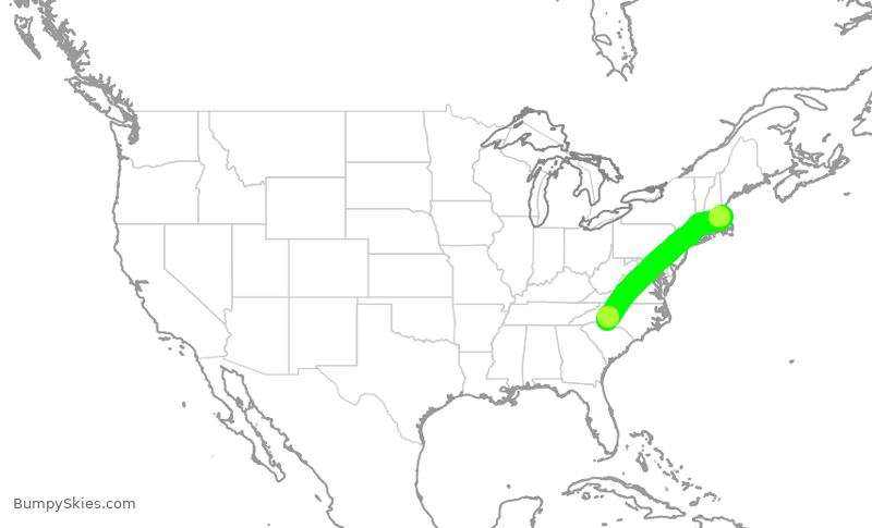 Turbulence forecast map for AAL1742, BOS to CLT