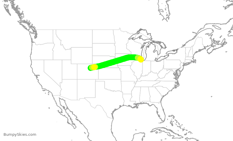 Turbulence forecast map for AAL1744, DEN to ORD