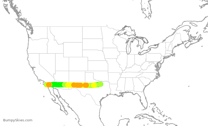 Turbulence forecast map for AAL1745, DFW to SAN