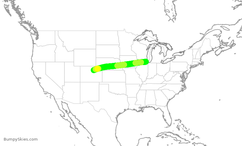 Turbulence forecast map for AAL1747, ORD to DEN