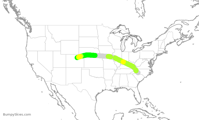 Turbulence forecast map for AAL1754, CLT to DEN