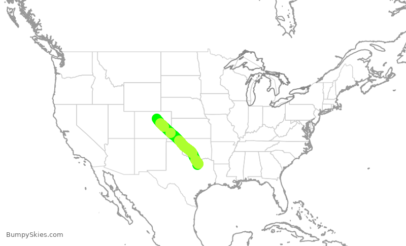 Turbulence forecast map for AAL1756, DFW to DEN