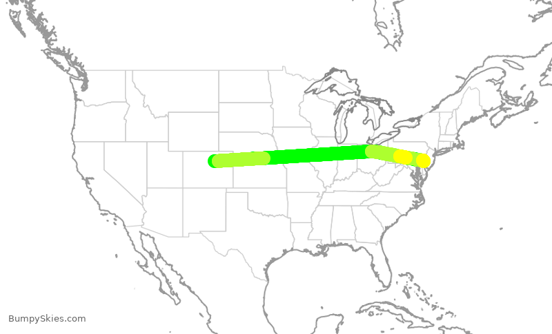 Turbulence forecast map for AAL1759, DEN to PHL