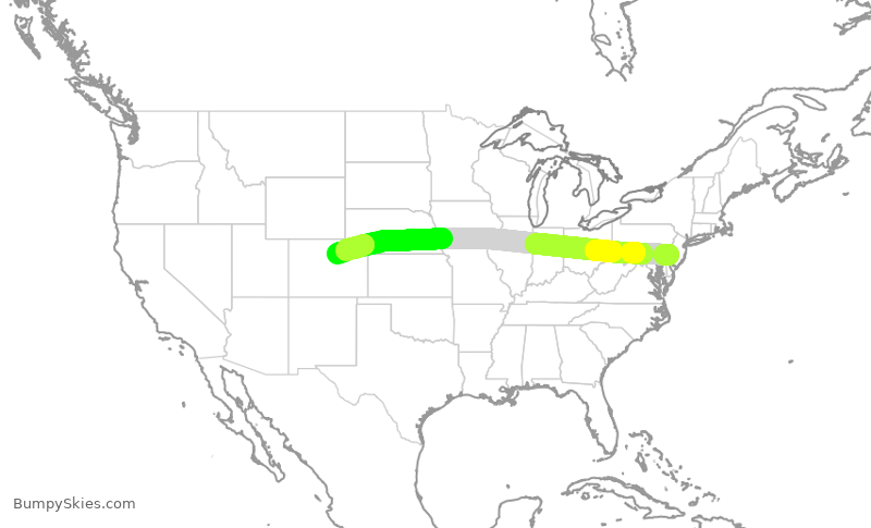 Turbulence forecast map for AAL1759, PHL to DEN