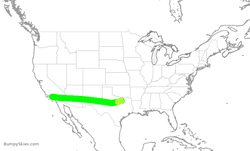 Turbulence forecast map for AAL1760, LAX to DFW
