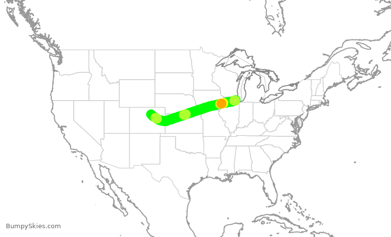 Turbulence forecast map for AAL1760, ORD to DEN