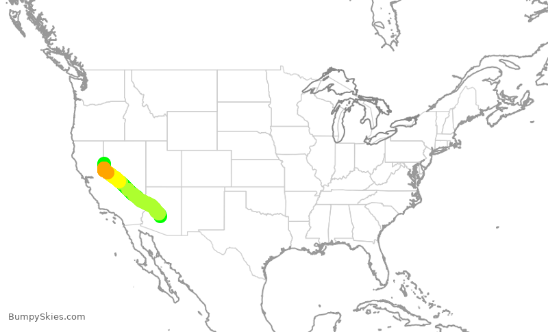Turbulence forecast map for AAL1765, PHX to RNO