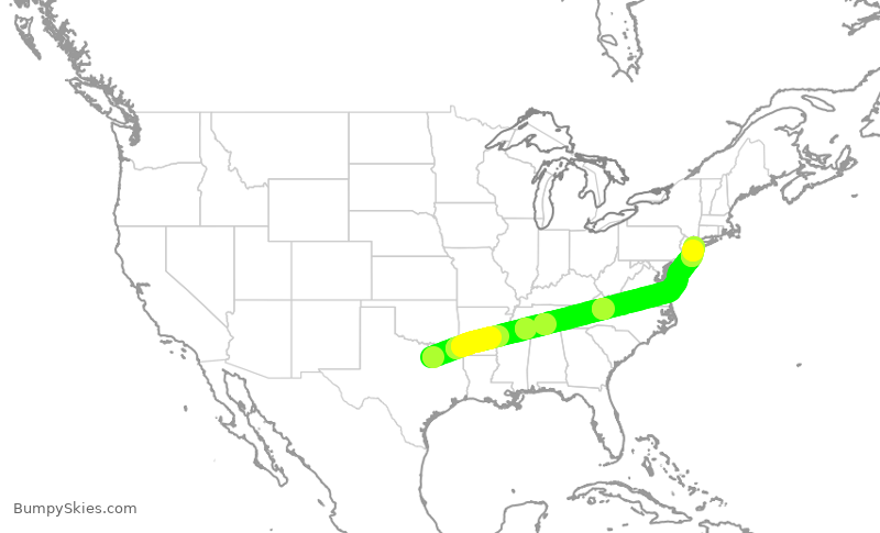 Turbulence forecast map for AAL1766, DFW to JFK