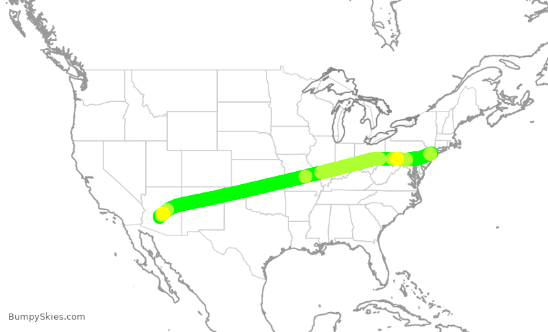 Turbulence forecast map for AAL1769, JFK to PHX
