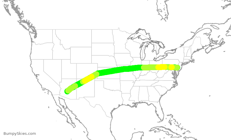 Turbulence forecast map for AAL1770, PHL to PHX