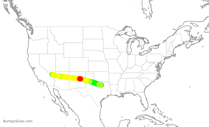 Turbulence forecast map for AAL1771, DFW to LAS