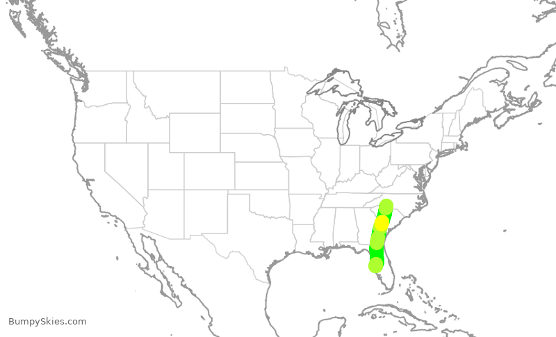 Turbulence forecast map for AAL1773, CLT to TPA