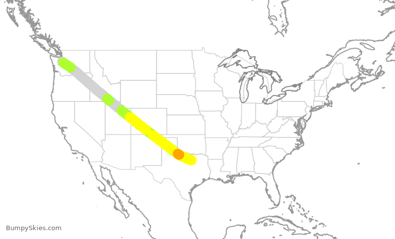 Turbulence forecast map for AAL1774, DFW to SEA