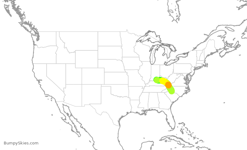 Turbulence forecast map for AAL1775, SDF to CLT