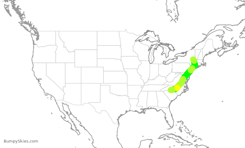 Turbulence forecast map for AAL1785, CLT to ALB