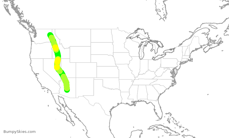 Turbulence forecast map for AAL1785, PHX to GEG