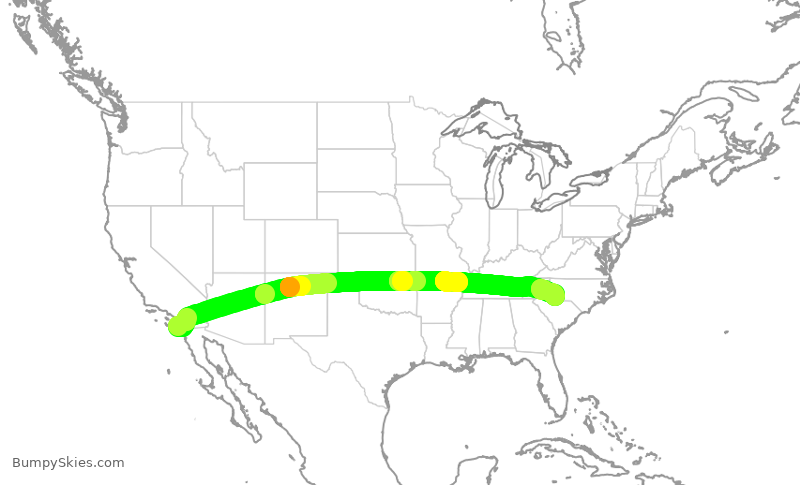 Turbulence forecast map for AAL1785, SAN to CLT