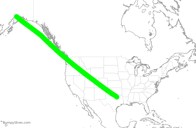 Turbulence forecast map for AAL1787, ANC to DFW