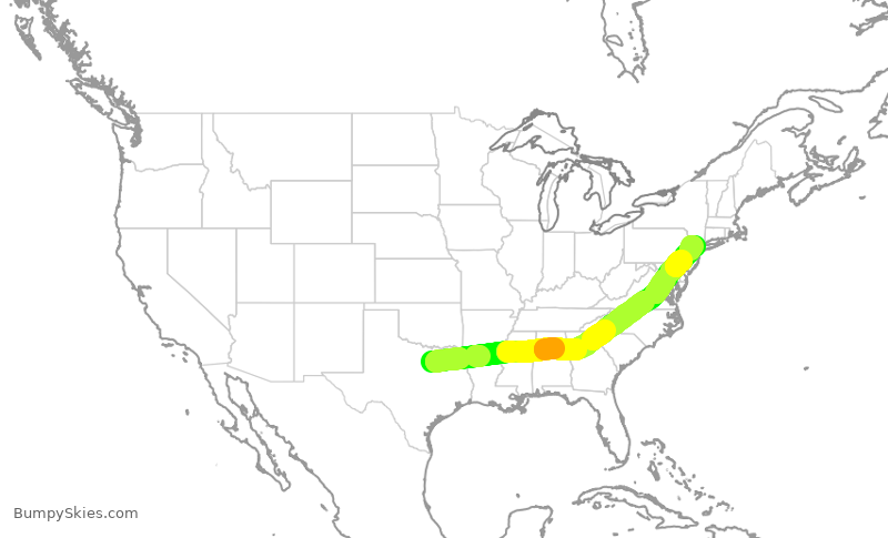 Turbulence forecast map for AAL1794, DFW to EWR