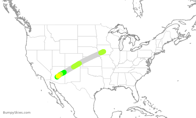 Turbulence forecast map for AAL1795, DSM to PHX