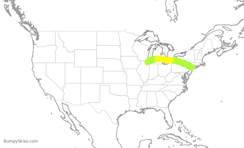 Turbulence forecast map for AAL1795, LGA to ORD