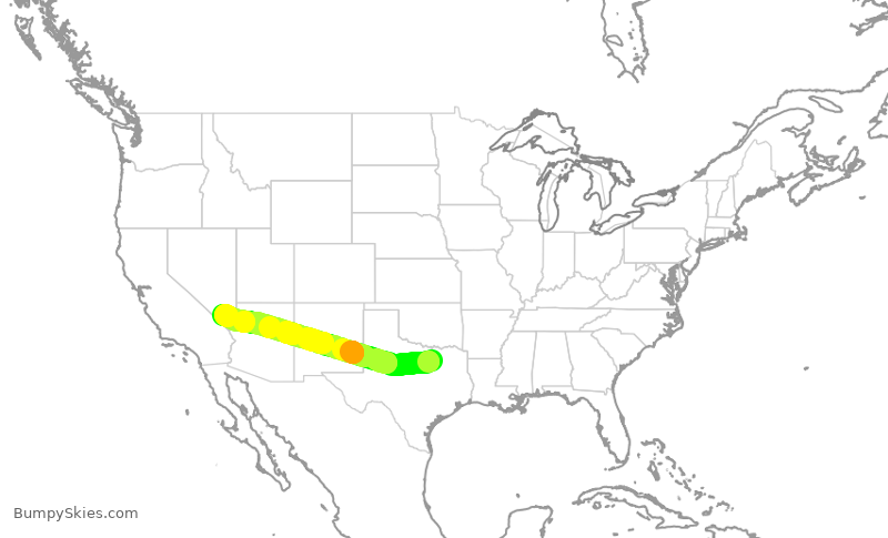 Turbulence forecast map for AAL1797, DFW to LAS