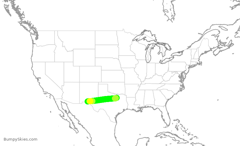Turbulence forecast map for AAL1801, DFW to ELP