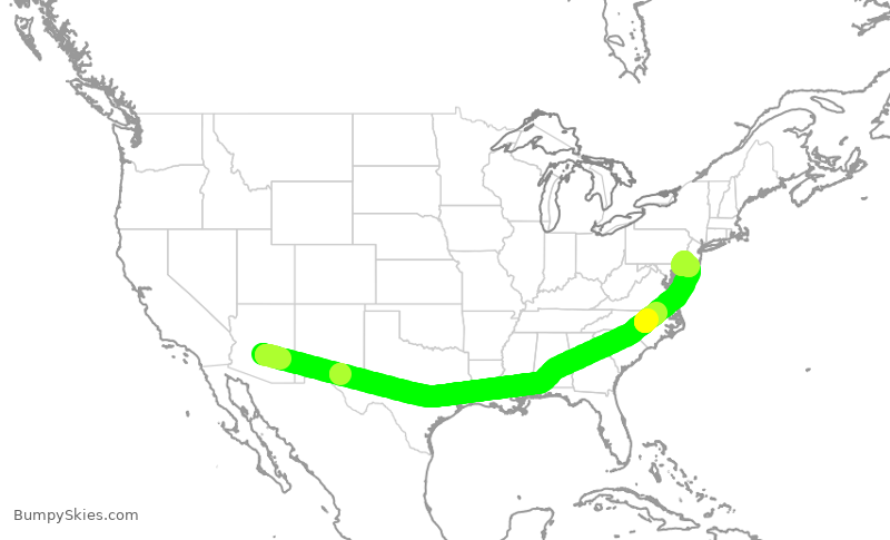 Turbulence forecast map for AAL1803, PHX to PHL