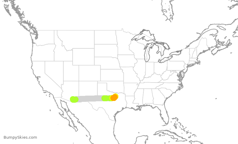 Turbulence forecast map for AAL1809, TUS to DFW