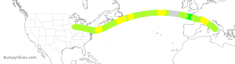 Turbulence forecast map for AAL180, ORD to NAP